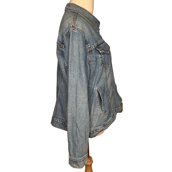 Levi's denim Trucker jacket medium wash button up red tag women's pockets 3X - Picture 3 of 14